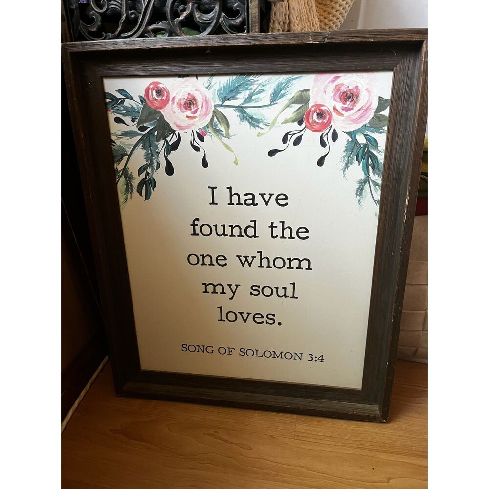 rustic floral cottage core bedroom wall decor marriage biblical verse sign